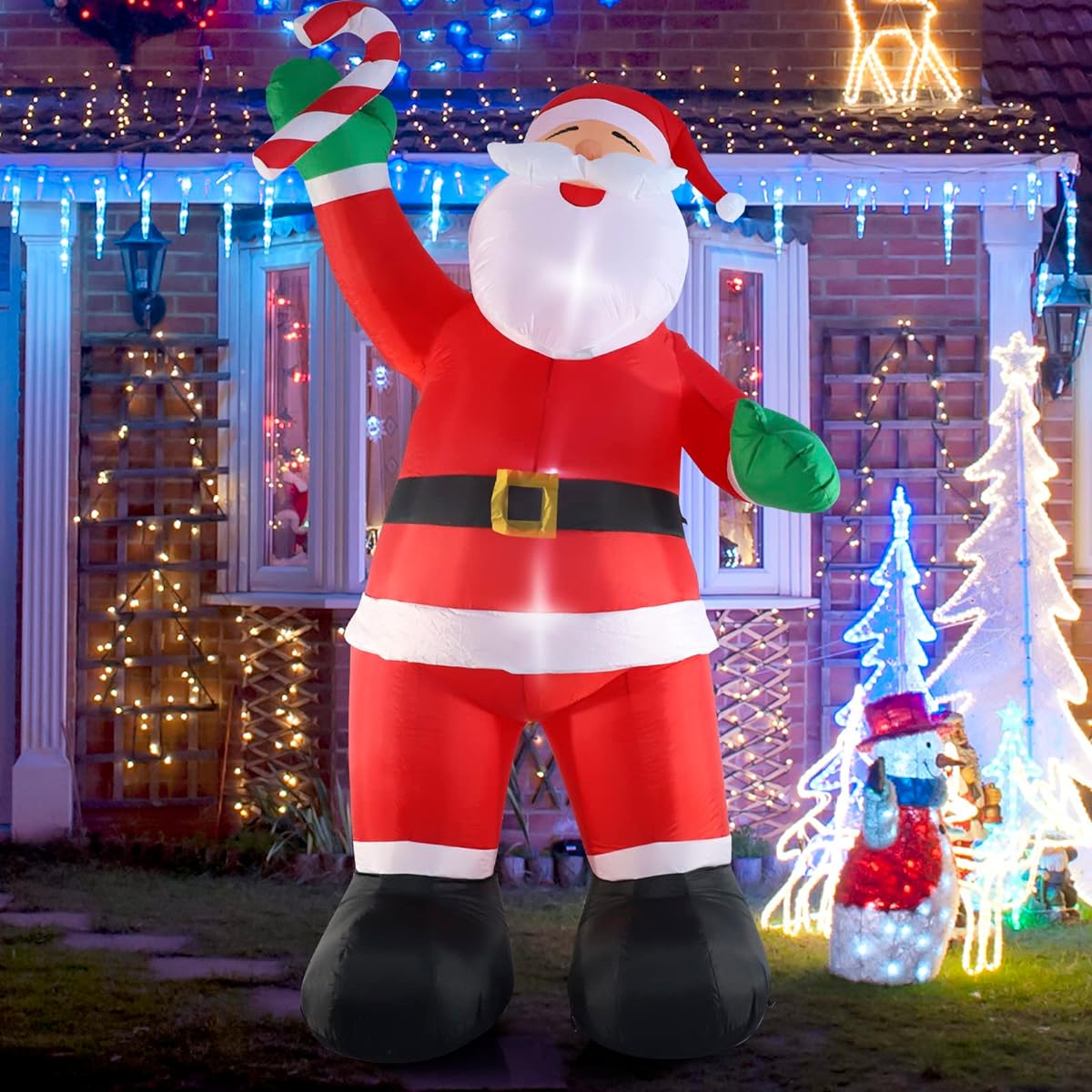 SHDEJTG 10ft Inflatable Christmas Decorations Christmas Santa Claus with Candy and LED Lights for Christmas Party Indoor Outdoor Yard Garden Lawn