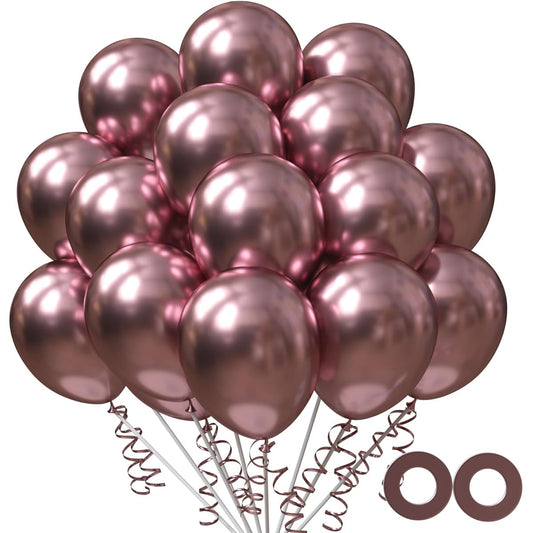 100pcs Chrome Red Balloons 12 Inch Chrome Metallic Latex Balloons for Party Decorations Wedding Supplies Graduation Decorations Baby Shower Decorations (With Red Ribbon)