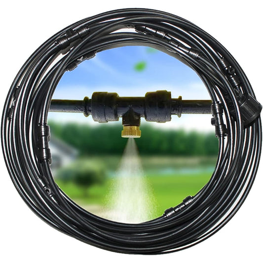 Water Mist Cooling System Monsoon Misting System No Rust, Long Lifespan of Courtyard Garden Greenhouse Atomization Cooling,Black-65FT（20M）