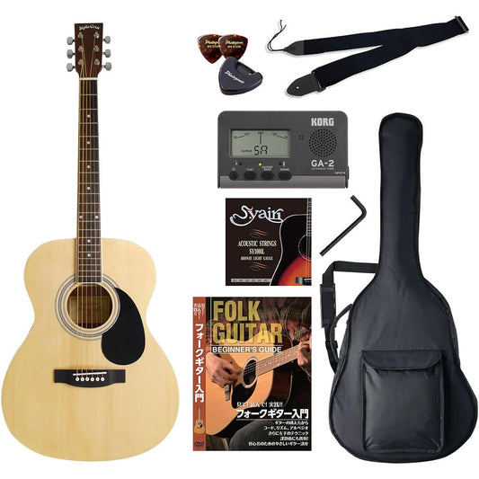 Sepia Crue Acoustic Guitar Beginner Introductory Value Set Folk Type FG-10/N Natural