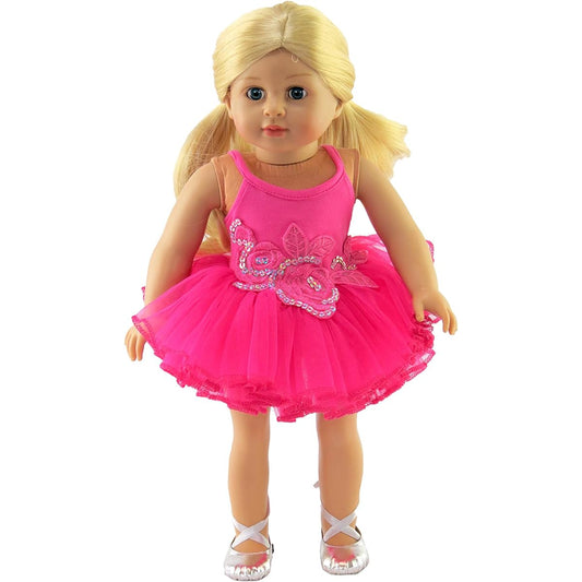 American Fashion World Hot Pink Tutu Outfit for 18" Doll
