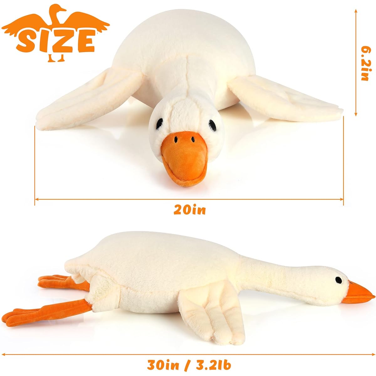 Qpewep 30" Goose Plush Toy Weighted Stuffed Animal 3.2lb White Swan Throw Soft Plush Sleeping Pillow Gift for Kids