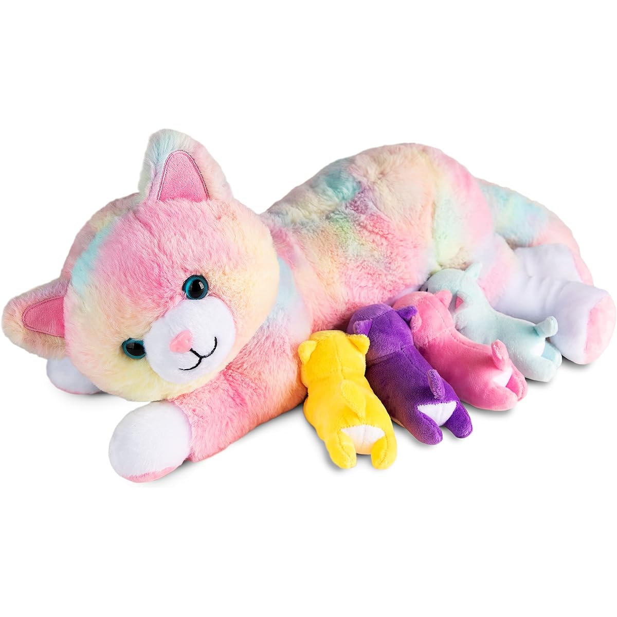 Cuddlyness Mom Cat with Kitten Stuffed Animal Rainbow Cat Stuffed Animal Kitten Cute Kitten Stuffed Animal Kitten Stuffed Animal Cat Toy for Girls Kitten Toy for Girls