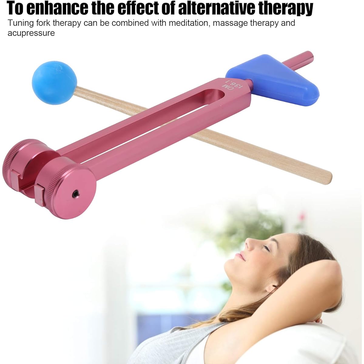 Tuning Fork Set OM 136.1HZ Aluminum Alloy Tuning Fork Sound Healing Therapy Tuning Fork with Hammer & Storage Bag for Meditation/Yoga etc. Rose Pink