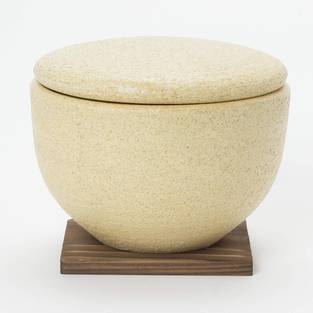 Hasenen Ohitsu Microwave Safe Tochin Small 13 cm (Approximately 1 cup of rice) Microwave Safe Kiseto Yellow Iga Ware Made in Japan Recipe included CT-72