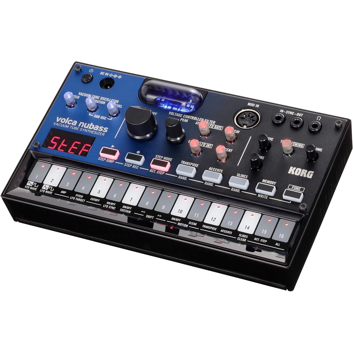 KORG Synthesizer Bass Machine Volca Nubass Vacuum Tube Circuit Equipped with Nutube 16 Step Sequencer Battery Operated Built-in Speaker Compact Size that Can Be Used Anywhere Software License Included to Get Started Immediately