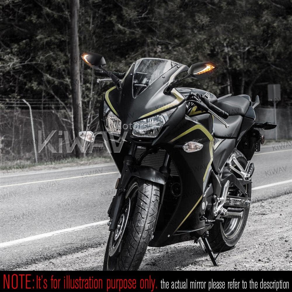 KiWAV MAGAZI Lucifer Motorcycle Mirror with Two-Color LED Cowling Mirror Fairing Mirror Black Fairing Mounting Left and Right Set Turn Signal Can Be Used E-mark Certified