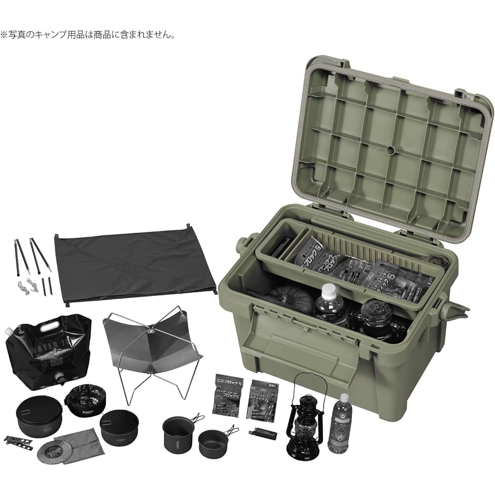 BUNDOK Base Container 500 BD-201 Camping Gear Box Storage Case with Handle Khaki