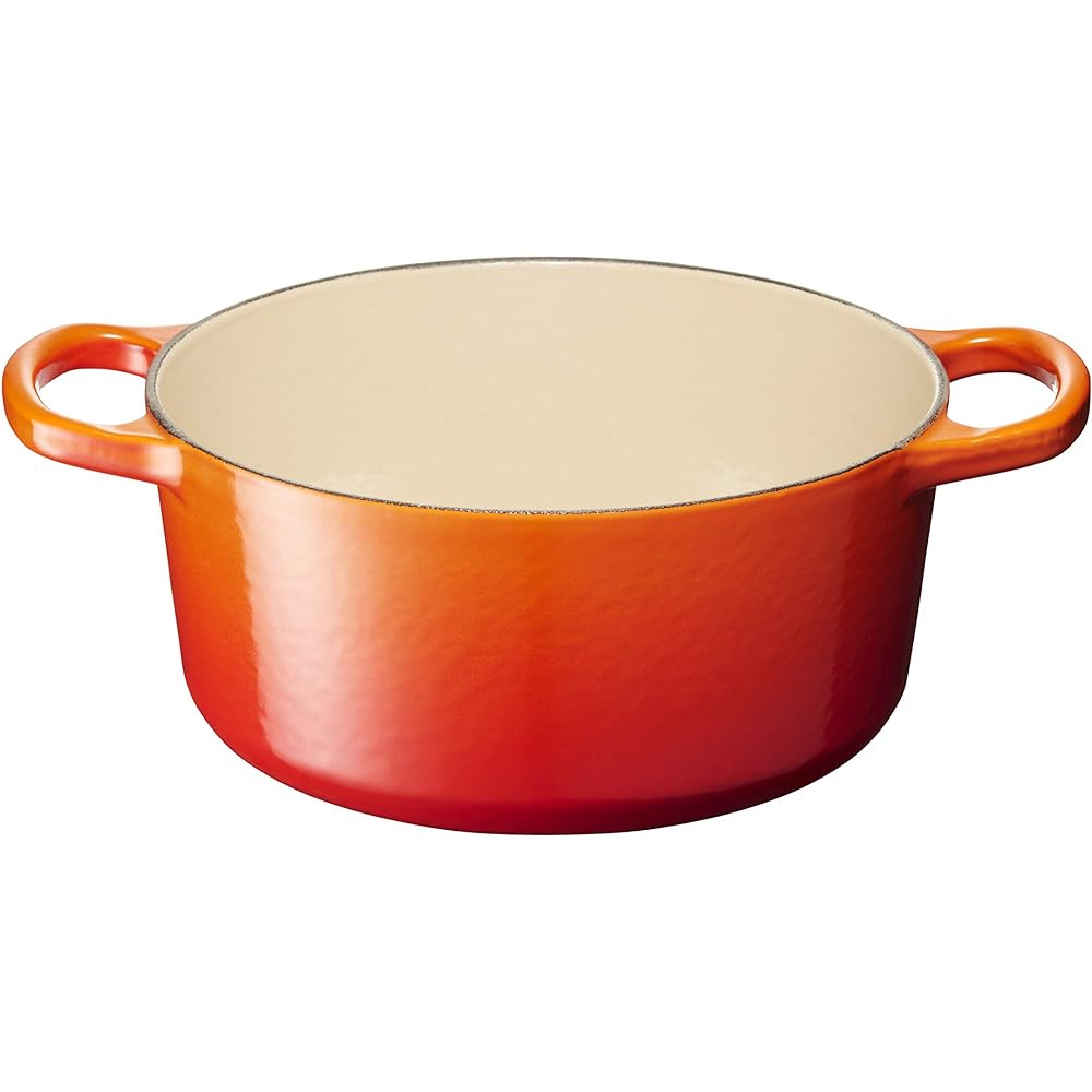 Le Creuset Cast Enamel Pot Signature Cocotte Ronde 18 cm Orange Gas IH Oven Compatible [Authorized Japanese Product]