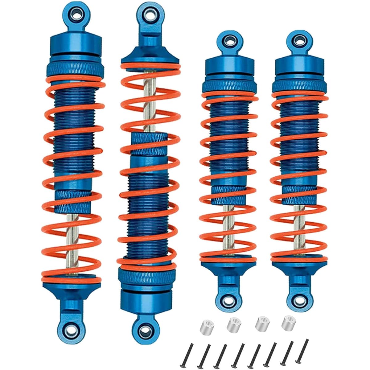 RCMYou Aluminum Big Bore RC Shock Absorber Upgrade Parts for 1/10 Slash 2WD 4x4 Stampede 2WD 4X4 Rustler 2WD 4X4 Hoss 2WD 4X4 Alloy 4pcs Front Rear RC Shock Navy Blue