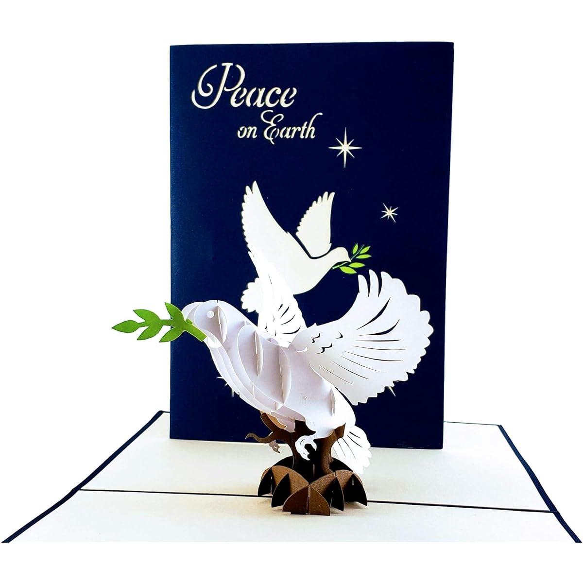 iGifts And Cards Holly Dove and Olive Branch 3D Pop Up Greeting Christmas Card - Peace on Earth, Feliz Navidad, Holiday Season, Joy, Hope, Happiness