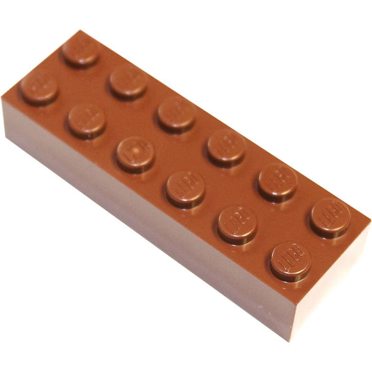 (a. 100 Pieces, Reddish Brown) - LEGO Parts and Pieces: Reddish Brown 2x6 Brick x100