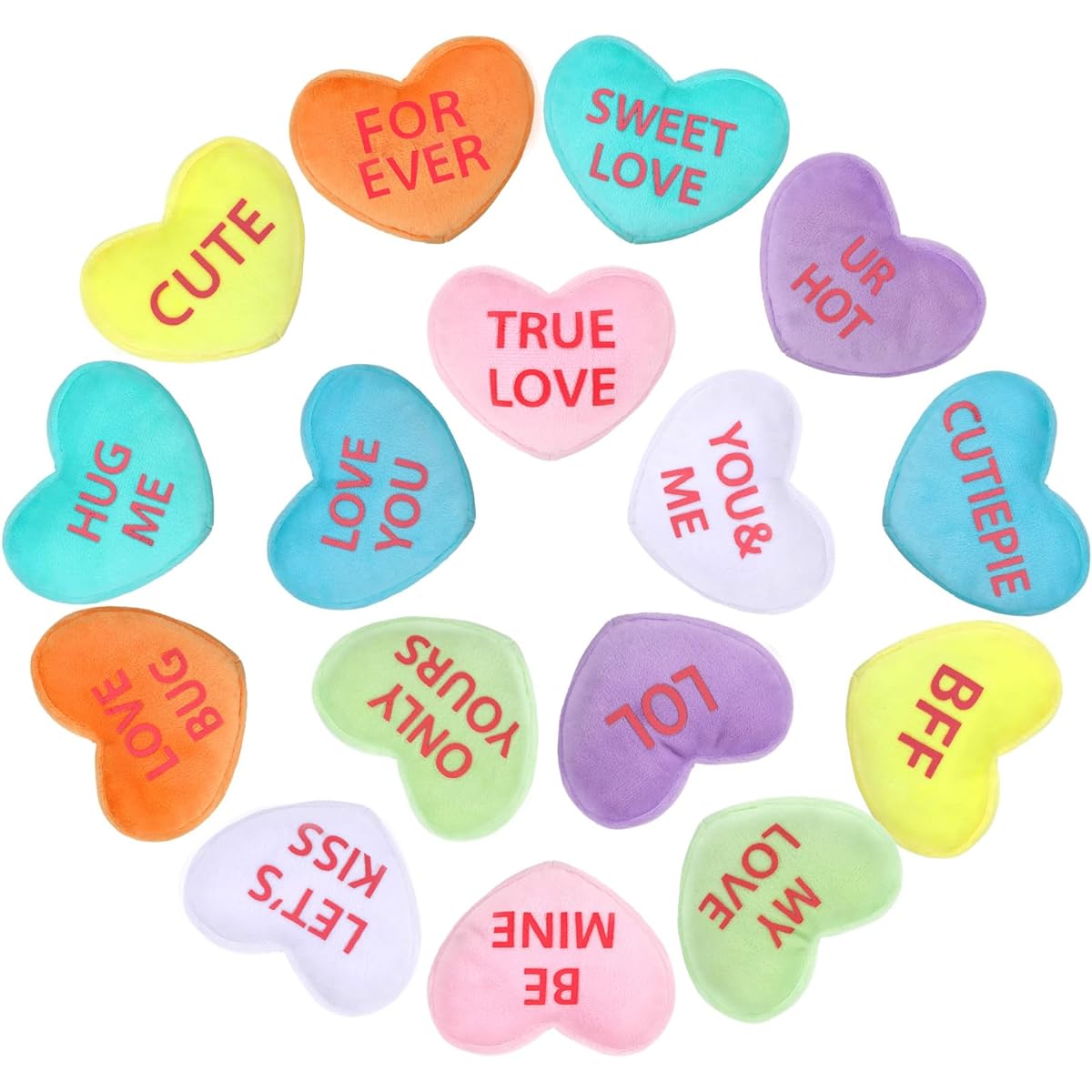 Kathfly 16pcs Plush Conversation Heart Valentine's Day Conversation Heart Pillow Stuffed Sweetheart Candy Heart Decoration Candy Stuffed Toy Valentine's Day Party Home Toy