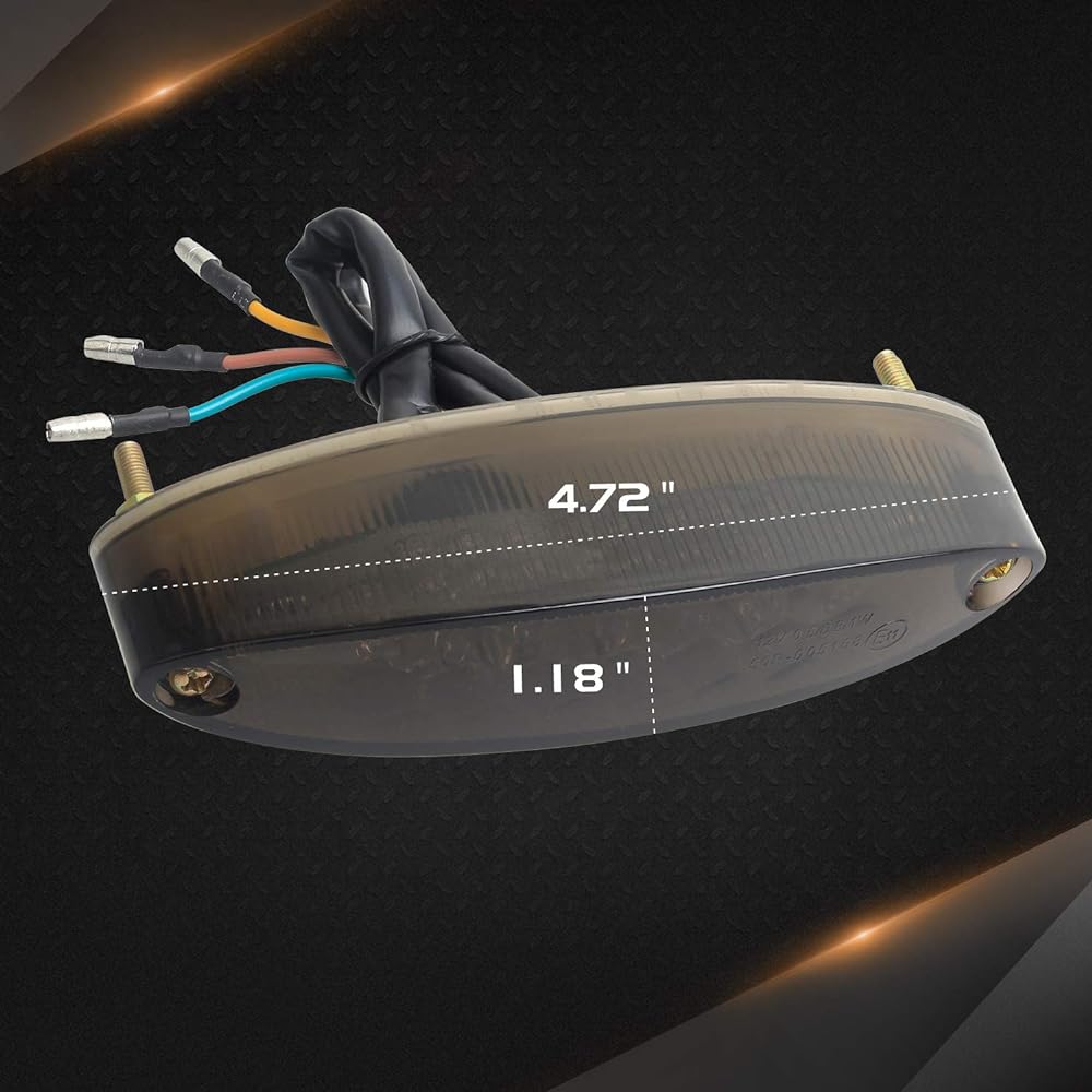 NTHREEAUTO ATV LED Brake Tail Light Smoked Motorcycle Tail Light with License Plate Light Universal Compatibility Compatible with Harley Honda Kawasaki KFX 400 Yamaha Suzuki