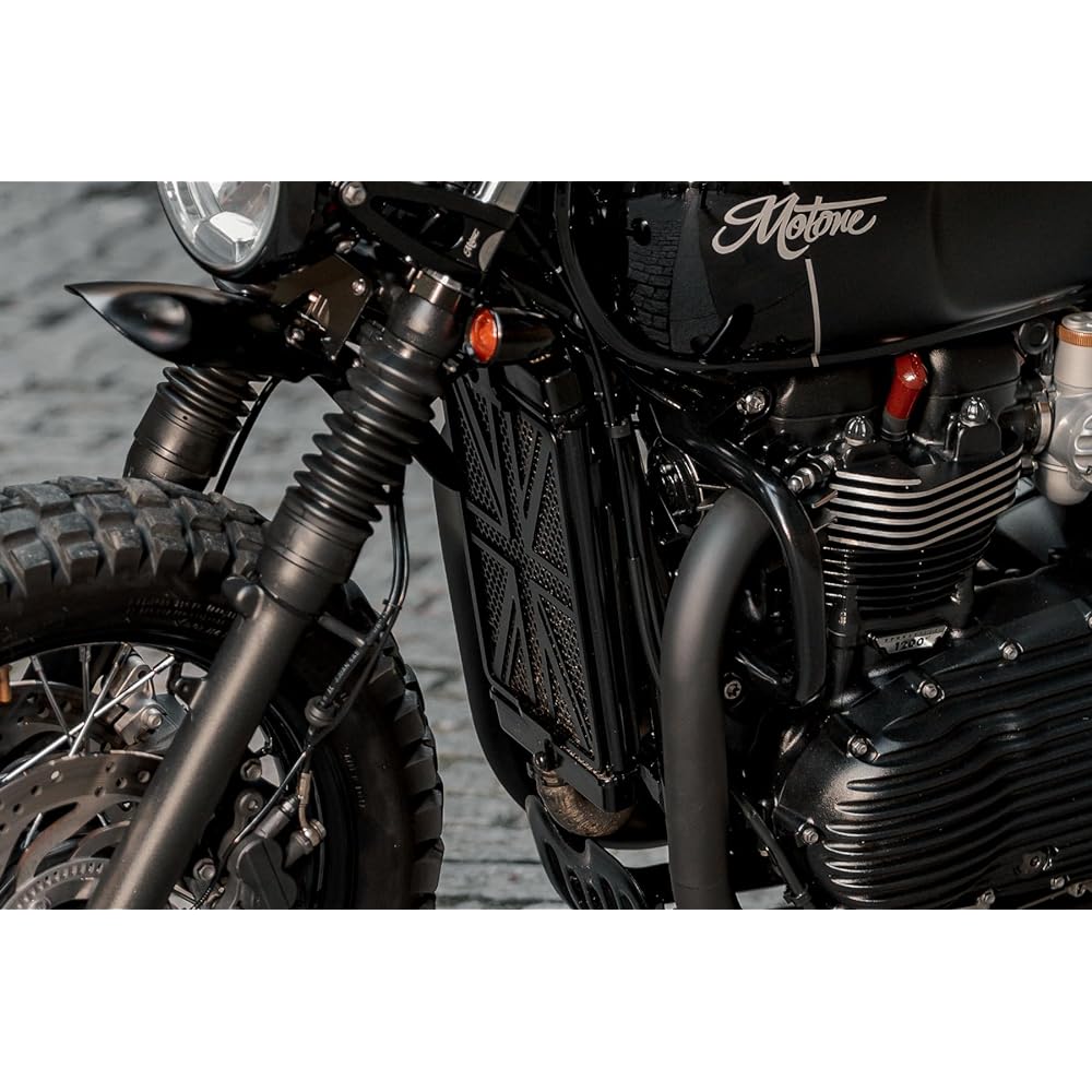 Motone Radiator Guard Street Twin Street Scrambler T100 T120 Thrust On Union Jack Aluminum/Stainless Steel KNS001