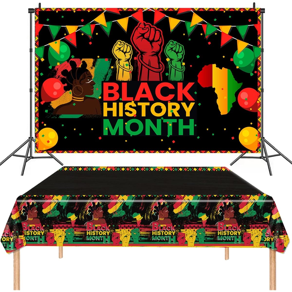 Black History Month Backdrops and Tablecloths Black History Month Party Supplies African Worthy Commemorations Party Decorations Photo Background Banner Black History Month