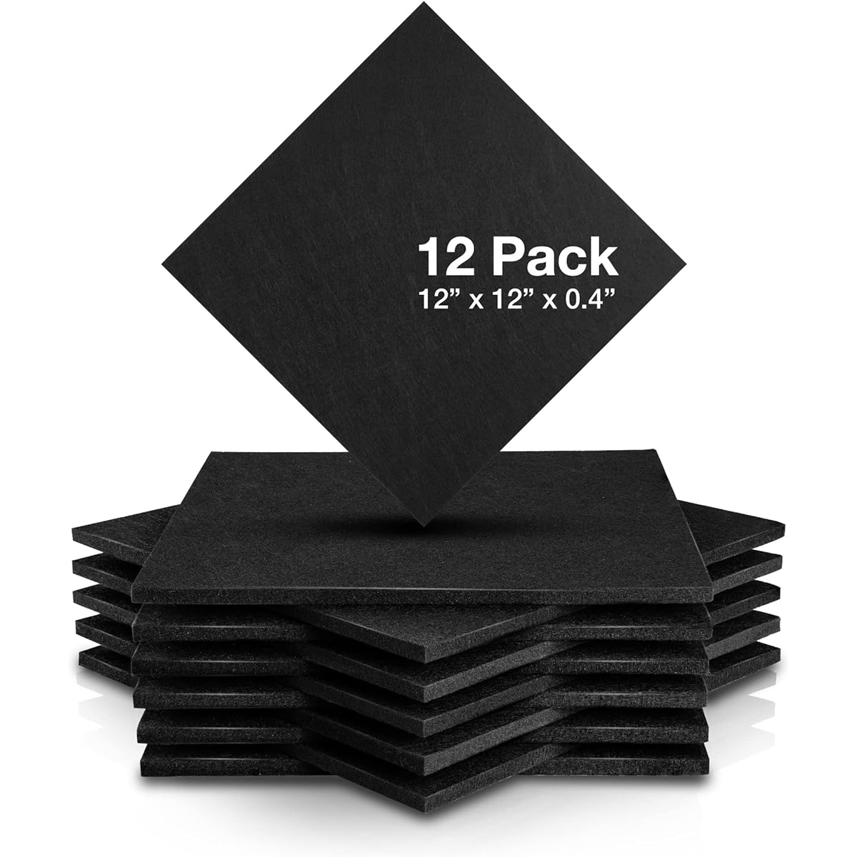 Fstop Labs 12 Pack Set Acoustic Absorbing Panels for Home & Office, 12 x 12 x 0.4 Inch Black Acoustic Soundproofing Insulation Panel Tiles, Acoustic Treatment