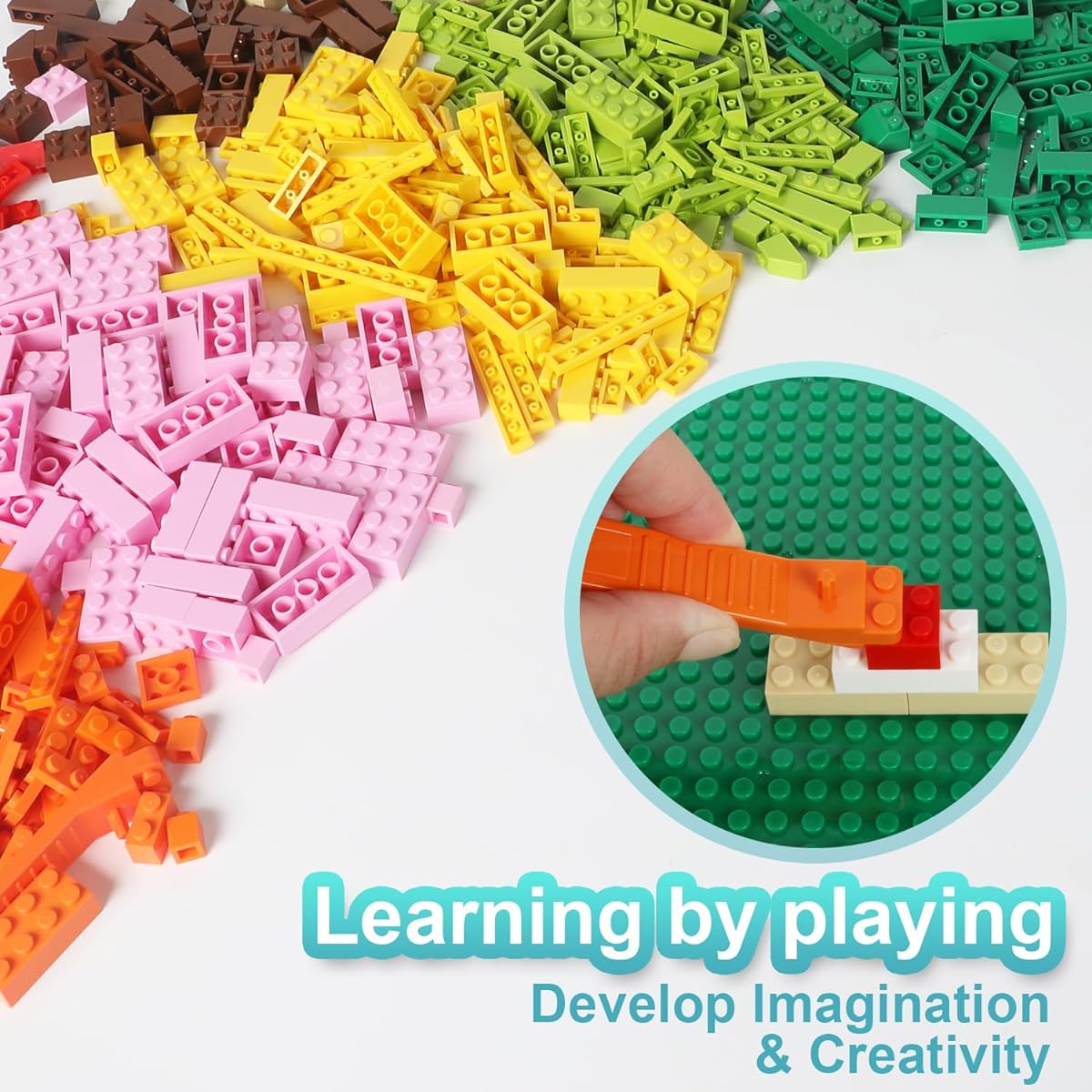 ekuzi Building Blocks Compatible with Lego Classic 300 Piece Basic Bulk Building Blocks Random Color Mixed Shapes