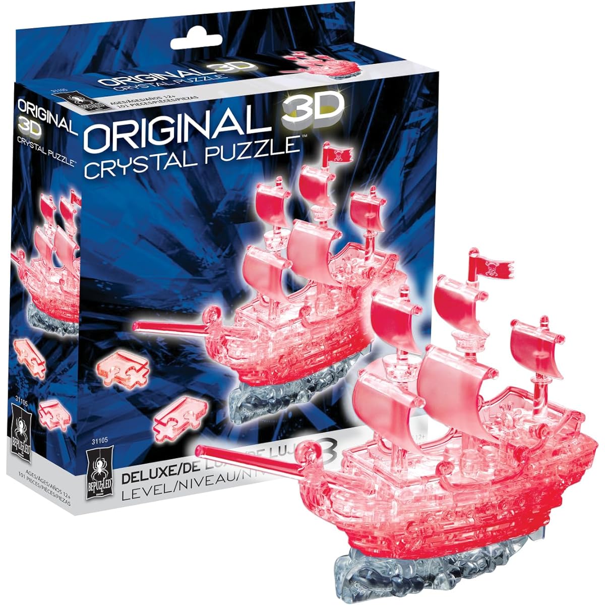 BePuzzled Pirate Ship Deluxe Original 3D Crystal Puzzle for ages 12+