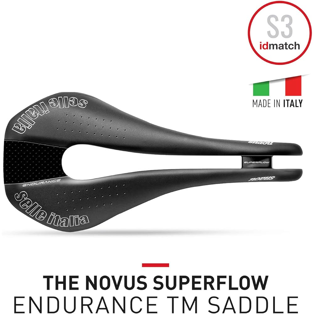 Selle Italia SELLE ITALIA NOVUS Endurance TM Mn BK S S.Flow Saddle Weight: 306g Width: 138mm Length: 282mm Rail Material: Hollow Manganese (7mm)