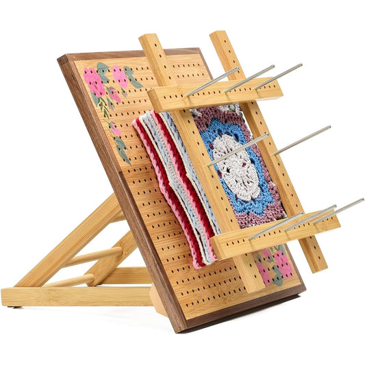 Artowell Crochet Blocking Board -Crochet Gift for Granny Square Lovers-Bamboo Blocking Board for Knitting Crochet, Full Kit with 24 Stainless Steel Rod Pins (13 inches-Classic Pro)