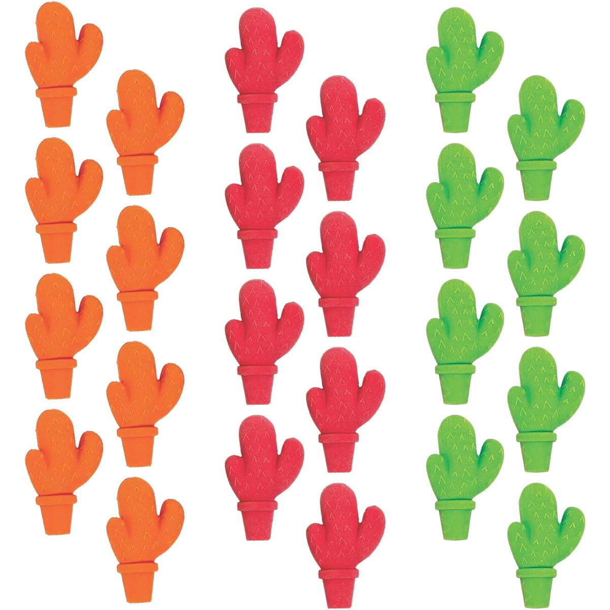 Fun Express Fiesta Cactus Erasers | 24 Pieces | Themed Birthday Parties, Halloween, Trick or Treat, School and Classroom Giveaways, Prizes, Giveaways, Favors