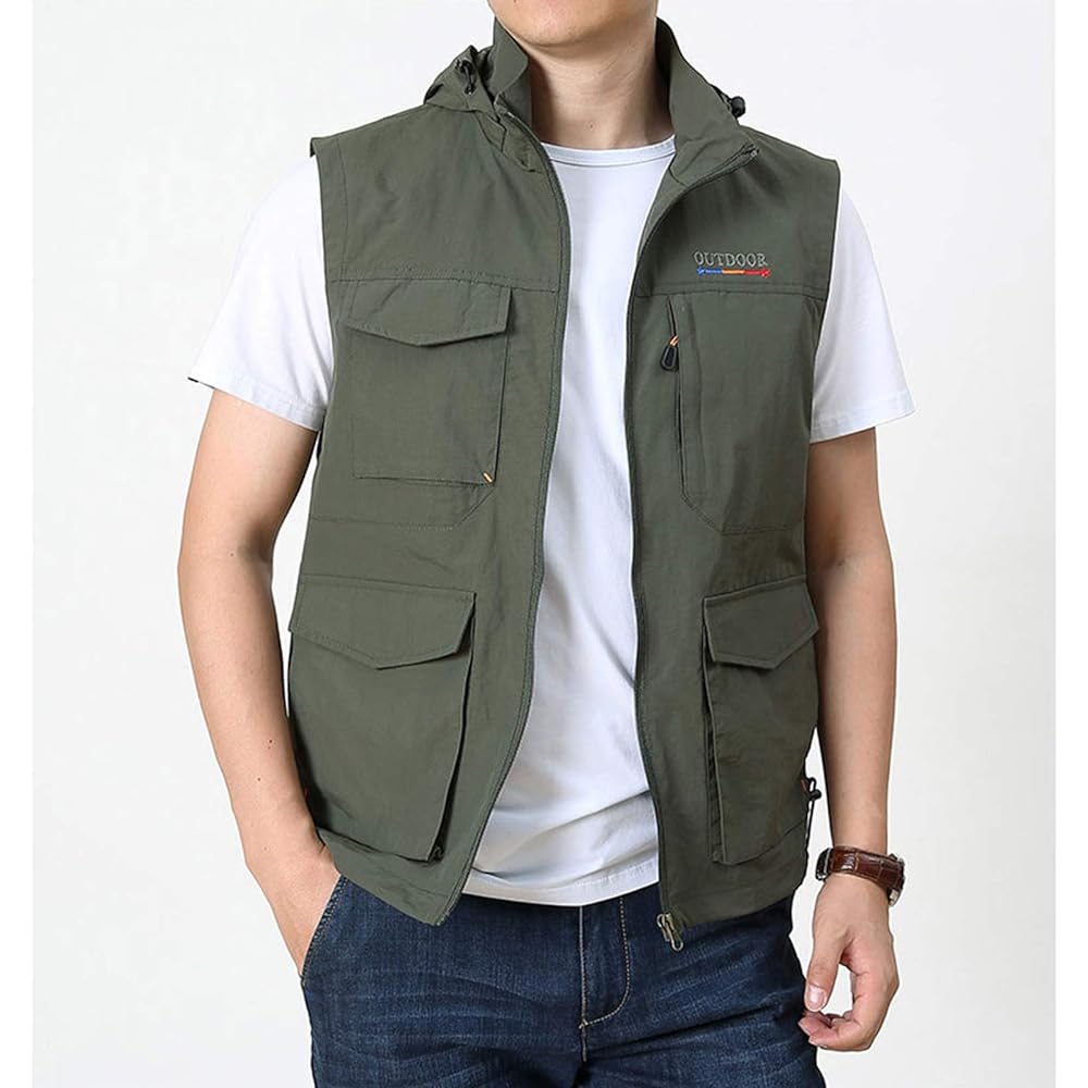 [Rortyno] Fishing Vest, Mountain Stream Stylish, Fishing Vest, Mesh Lining, Photographer Vest, Lightweight, Photography, Camping, Climbing, Work, Outdoor Vest, Men's, Summer, Nylon, Many Pockets