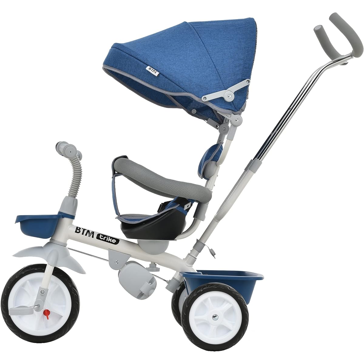 BTM Tricycle for Kids, Wheeled Vehicle with Sunshade and Control Bar, Kids Bike, Ride-on Toy, Kick-Start, Lightweight, Perfect as a Gift (Navy)