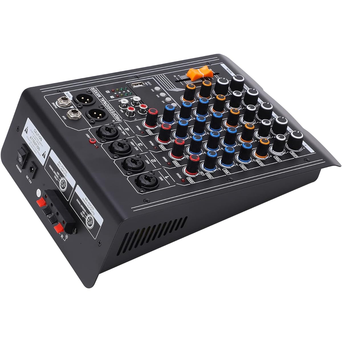 Mixing Console, US Plug AC100-250V Metal 4 Channel Mixer Clear Sound for Home Music