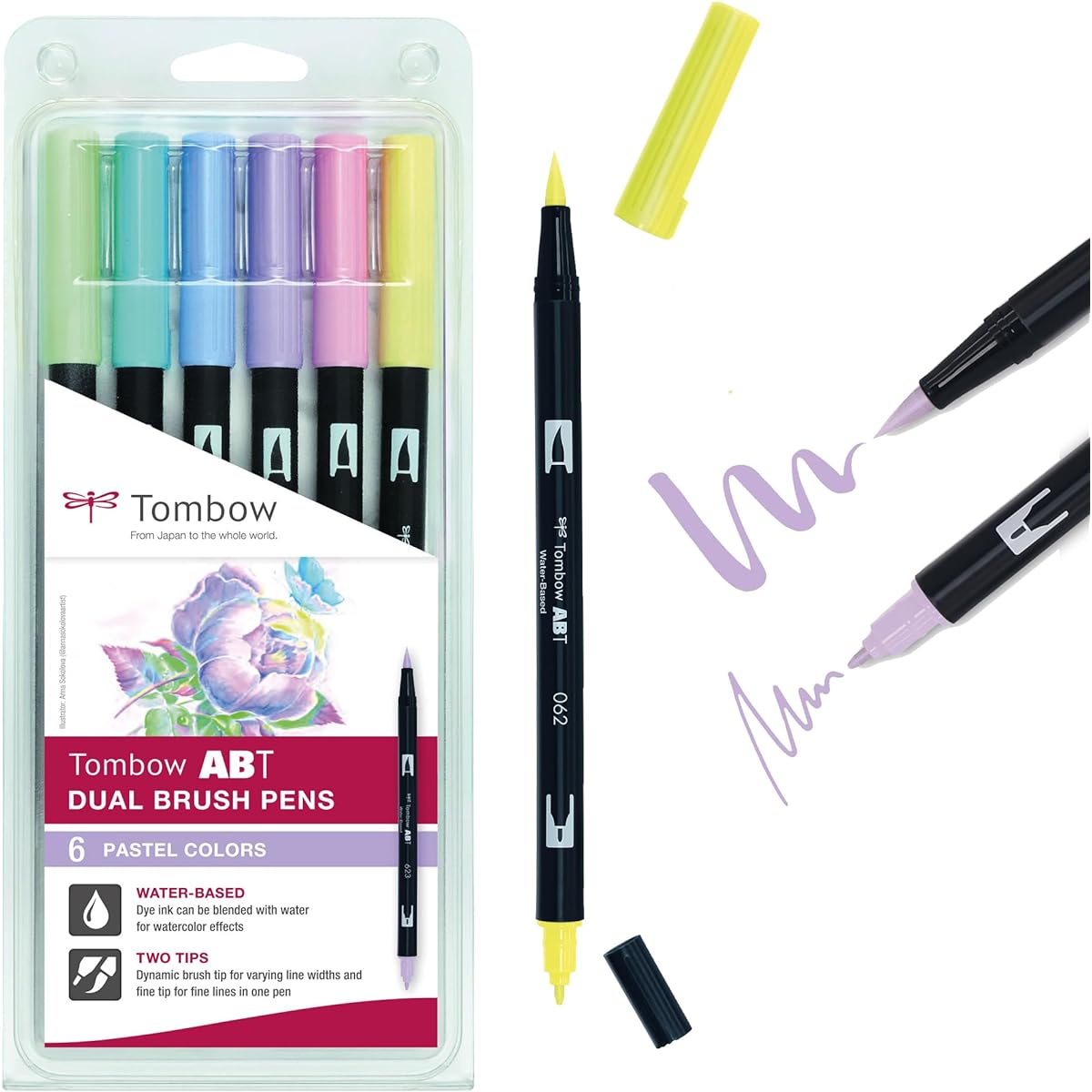 Tombow ABT Dual Brush Pens Pastel Colors (6-Pack)