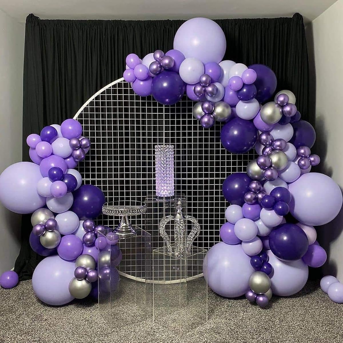 Macaron Purple Balloon Arch Garland Kit, Macaron Purple Balloons, Metallic Purple Balloons, 133pcs, Birthday, Gender Reveal, Baby Shower, Wedding, Engagement, Christmas, Bachelor Party Decorations