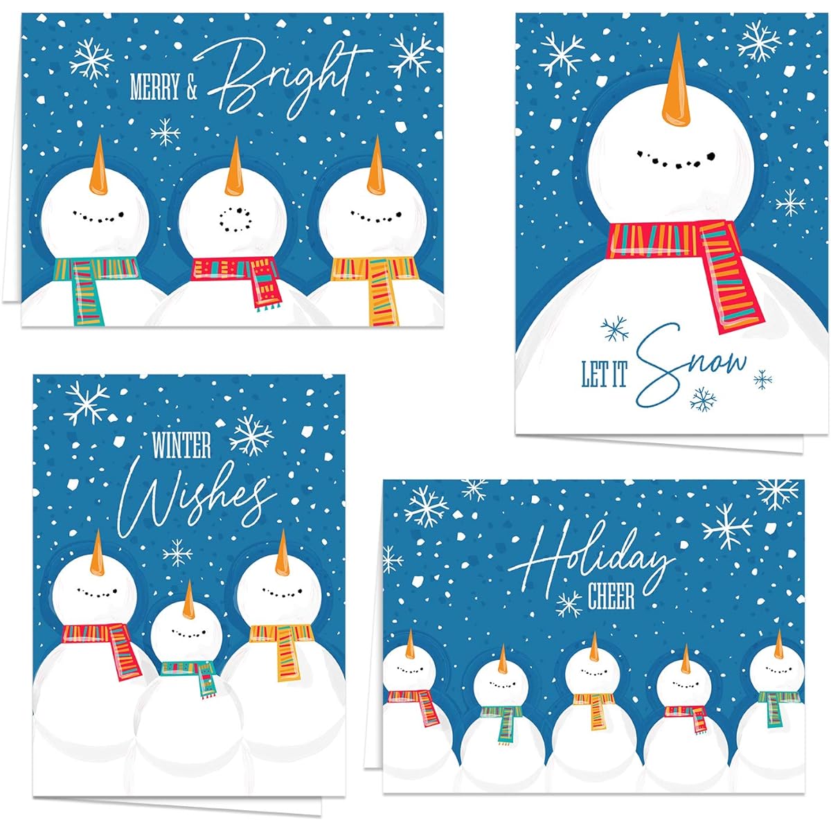 Festive Sky Gazing Snowman Holiday Card Pack / 24 Cards with White Envelopes / Adorable 6 1/4" x 4 5/8" Snowman Christmas Notecards