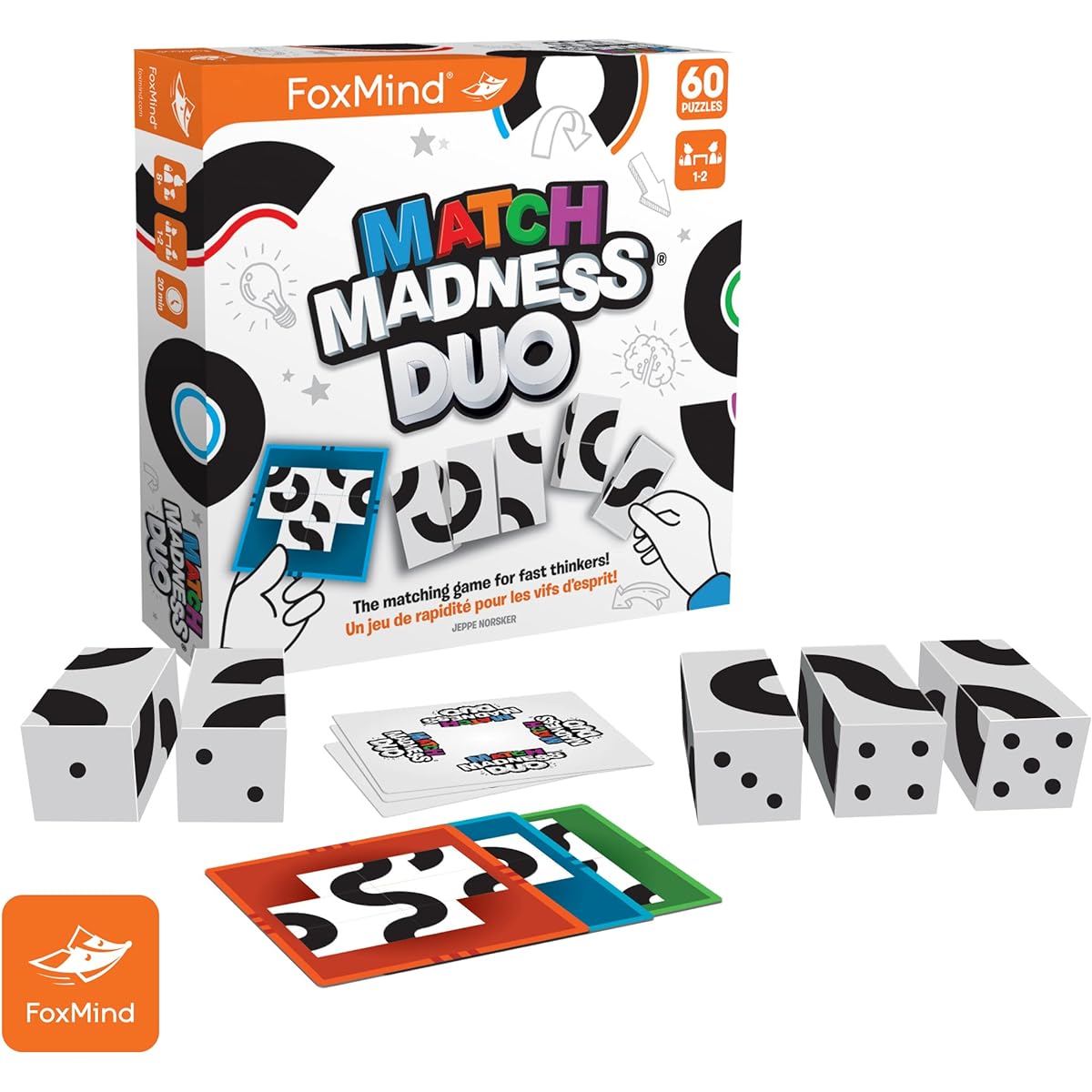 Foxmind Games: Match Madness Duo, a matching game for fast thinkers, fast-paced and action-packed, pattern recognition and dexterity, for 2 players, for ages 8 and up