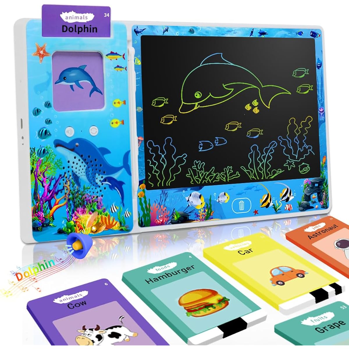 Talking Flash Cards with LCD Writing Tablet 2-in-1 Toddler Toy Flash Cards Speech Therapy Autism Toys with 224 Sight Words for 2 3 4 5 Year Old Kids Early Learning Educational Toy Gift