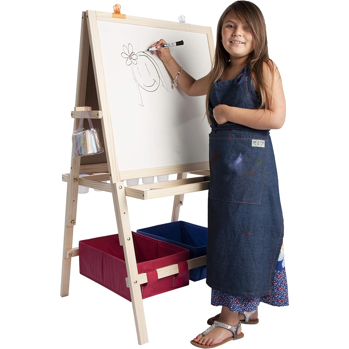 Kids Easel – Chalkboard and Dry Erase Easel W/Storage Bin