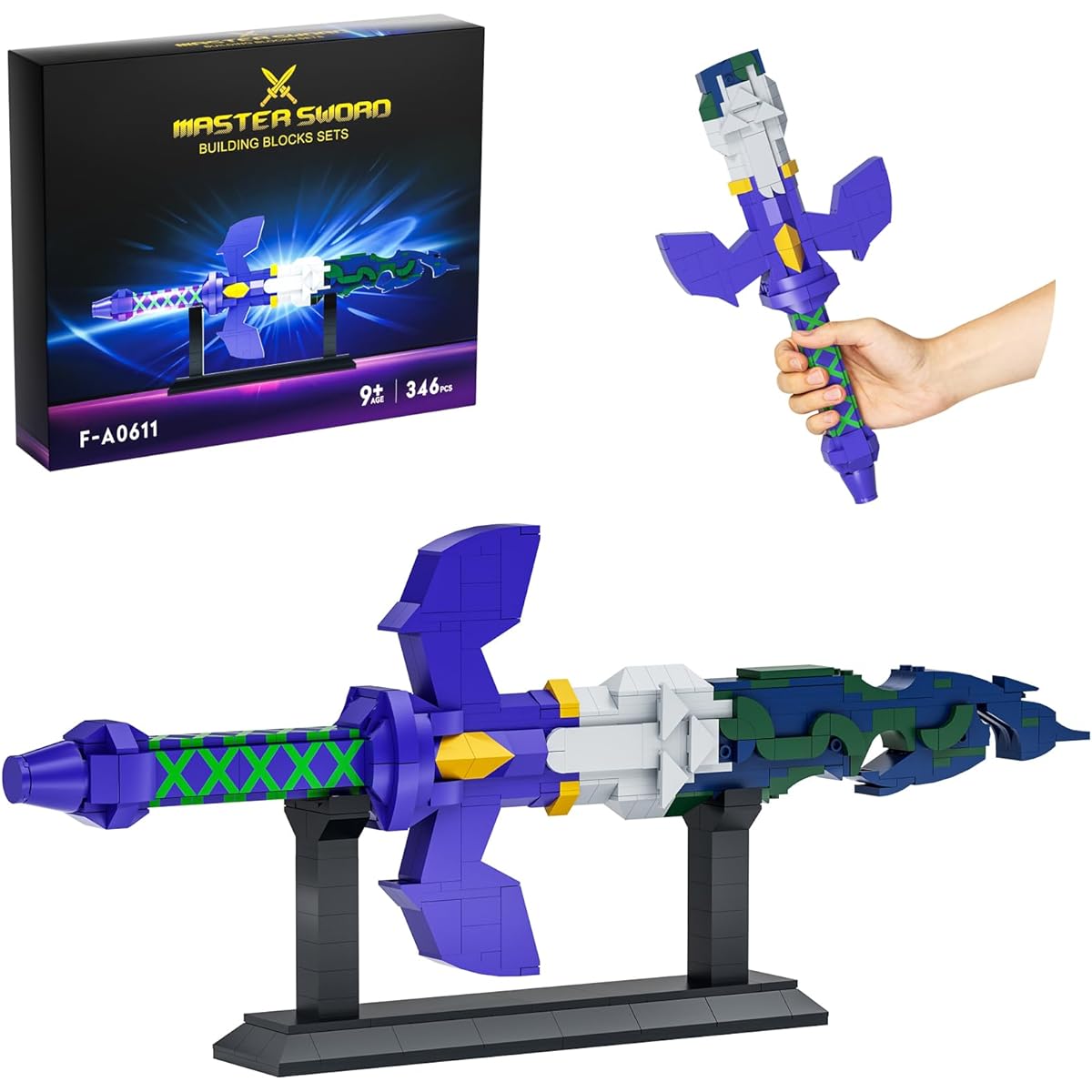Ubrixmen Decade Master Sword BOTW Building Block Set Broken Sword Building Block Set Decoration Gift Birthday Toy (346 Pieces