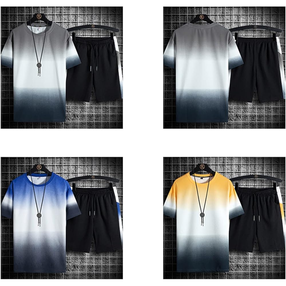 [Butrends] Men's T-shirt, Top and Bottom Set, 2 Piece Set, Short Sleeve, Sportswear, Half Pants, Shot Pants, Casual Room Wear, Stylish, Spring, Summer, Autumn, Loungewear