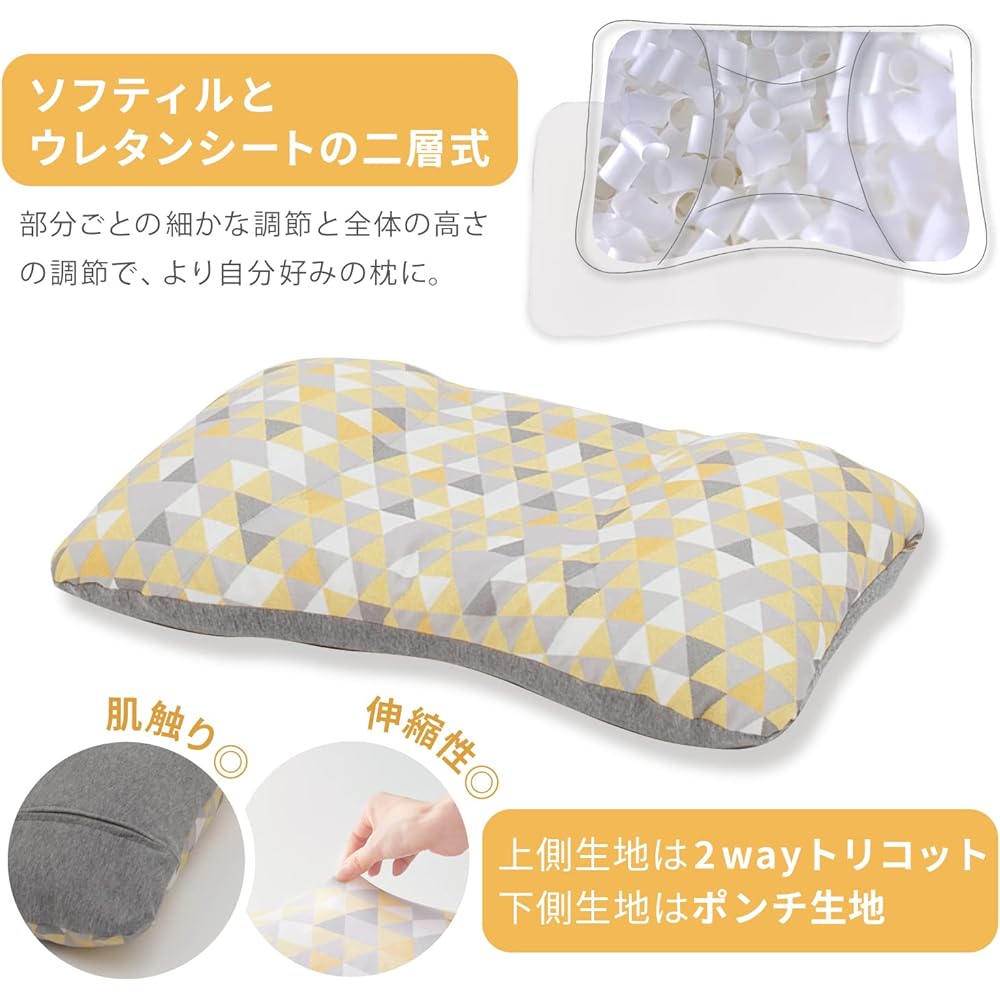 Hagimonosha Pillow, Pipe, Good Sleep, Soft, Height Adjustable, Washable, Made in Japan, Approx. 60 x 40 x 10 cm, Sleep Pillow, Lurum [F Size] (Denim BL)