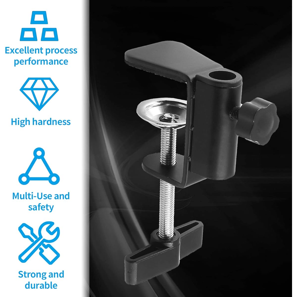 LifCratms C Clamp Base Stand Mount Accessories Metal Black Table Mount Clamp Desk Light Clamp Mount Holder for Desktop Lamp Monitor Microphone Arm Mount Stand (12mm/0.47inch Diameter)