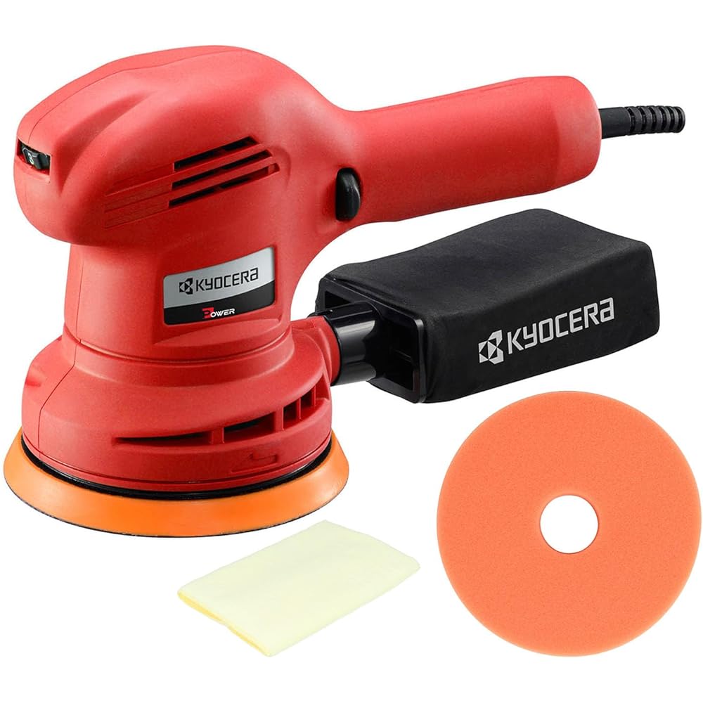 Kyocera Old Ryobi Professional Polisher APED130KT 637051A Black [Quick and easy way to remove water stains and polish your car] Car polishing kit Storage bag Equipped with double action mechanism Ideal for delicate work and final finishing Power cord 5m