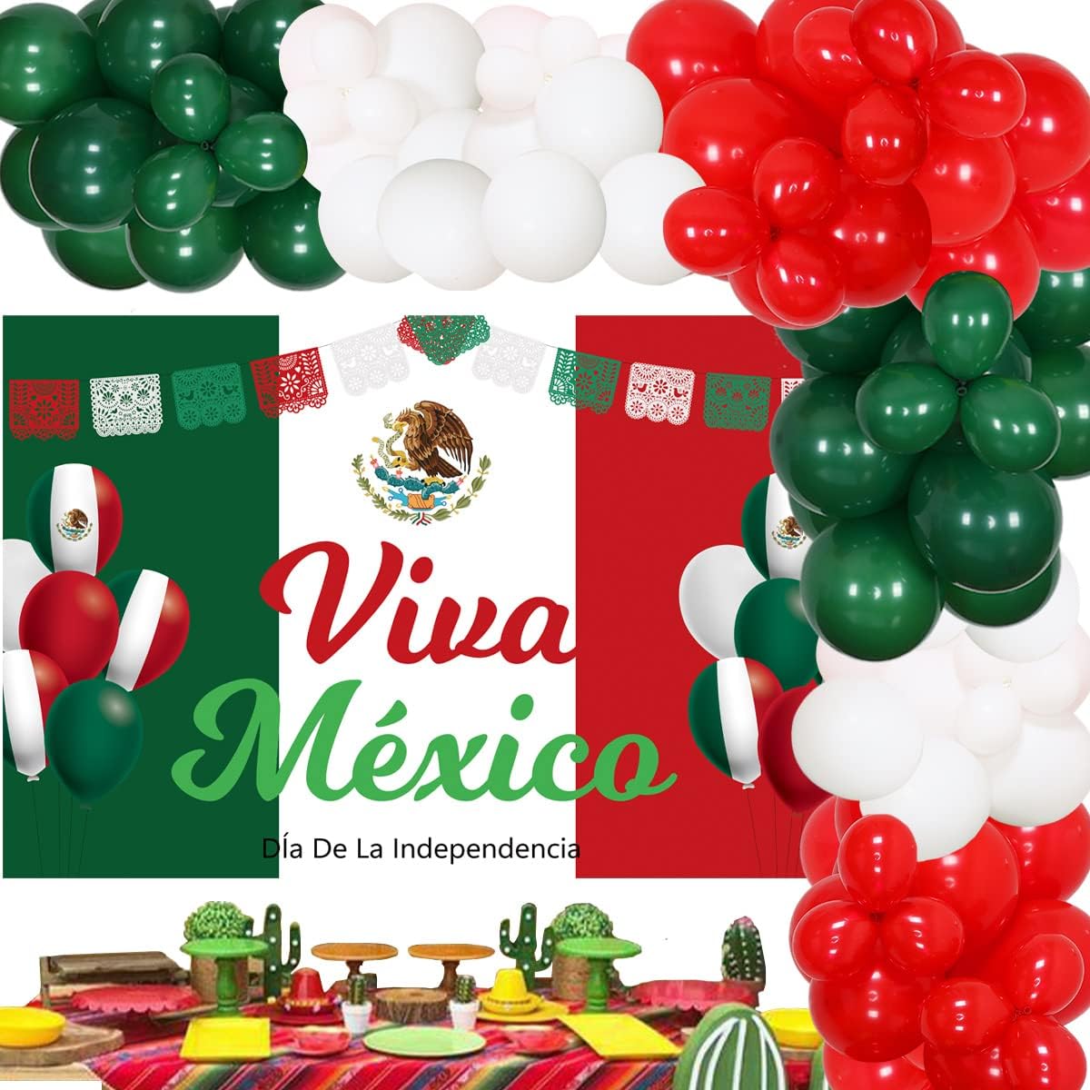 Viva Mexico Decor, Mexican Independence Day Decorations - Viva Mexico Balloon Garland Arch Kit Viva Mexico Backdrop, Dia De La Independencia Mexicana