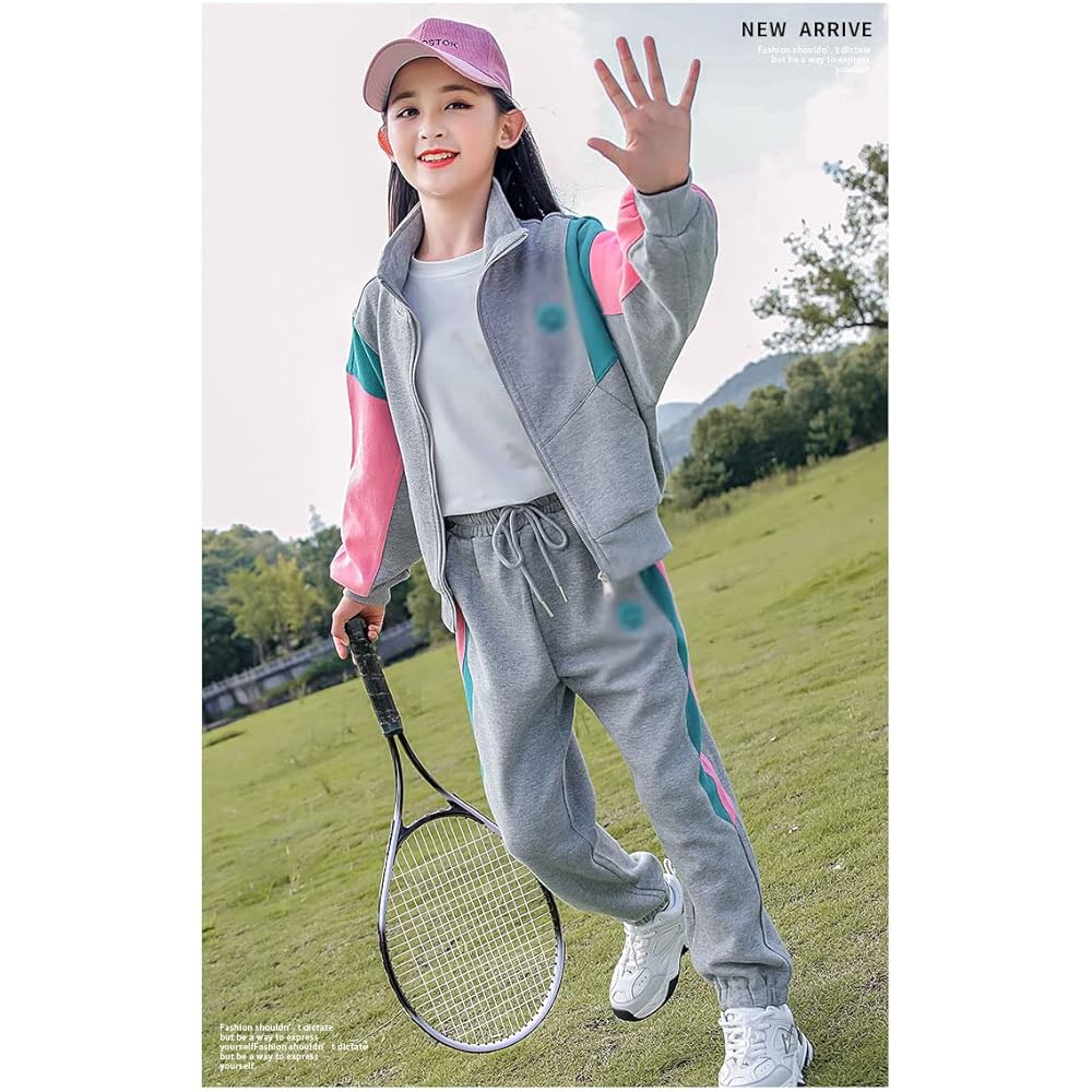 [CREAM] Children's Clothing, Kids, Girls' Jersey, Sweatshirt, Girls' Sportswear, Sweatshirt, Outerwear, Jacket, Long Pants, Girls' Top and Bottom Setup, Casual, Korean Style, Long Sleeve, Spring/Autumn, Dance, Junior, Stylish, Training, Athletic Wear, Sc