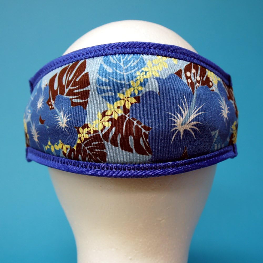 SeaCanary Snorkeling Diving Mask Strap Cover Hawaiian Hibiscus Blue