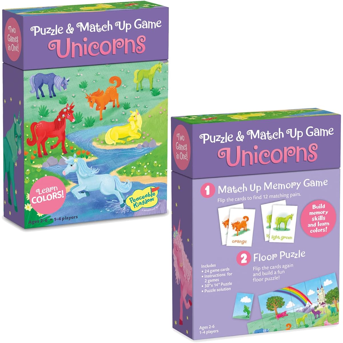 Peaceable Kingdom Unicorn Puzzle and Matchup Game