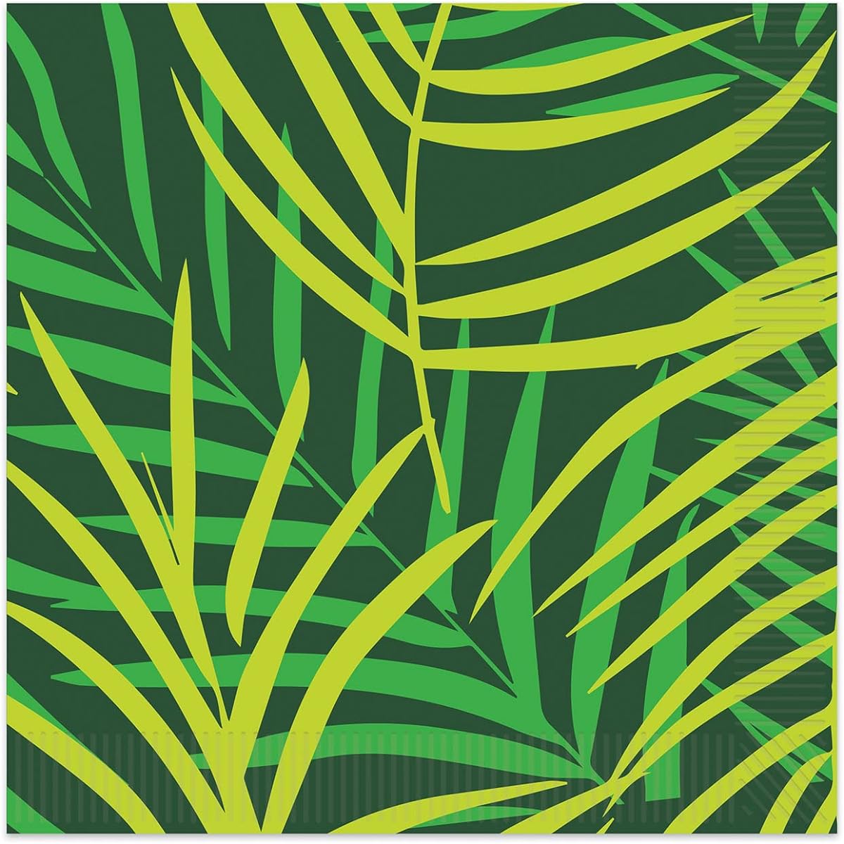 Beistle Tropical Palm Leaves Tableware Paper Lunch Napkins Luau Theme Party Supplies 6.5" x 6.5", Dark Green/Green/Light Green 32 Count