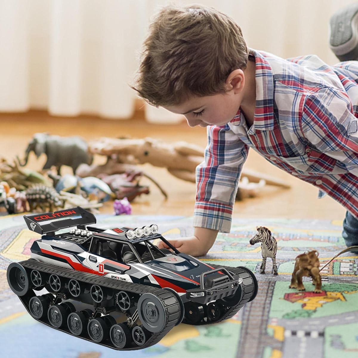 led car 2.4Ghz wireless operation Simulation tank model Kids toy Tank toy Tank toy Pretend play Alloy miniature car 1:12 Light & mist bottle Military hobby Popular gift Indoor game Military vehicle Pretend play Gift Educational toy Boy Girl Birthday Gift