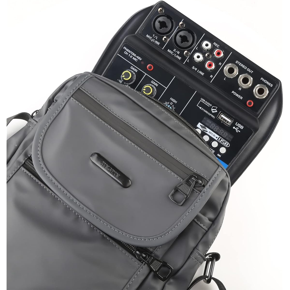 Mini Audio Mixer 4 Channel Sound Mixing Board USB Bluetooth MP3 Computer Input Audio Sound Mixer 48V Phantom Power Stereo DJ Studio Streaming Media FX Reverb Delay Processor
