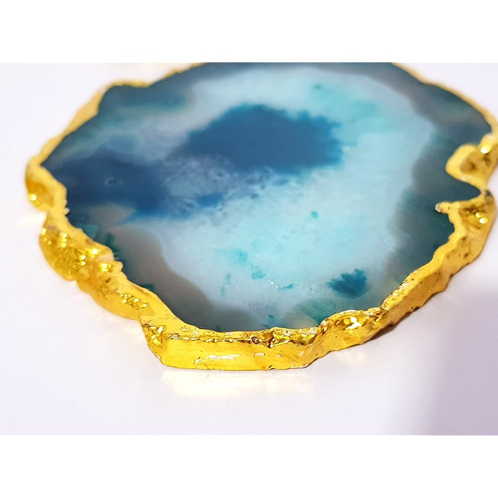 eSplanade Natural Agate Coasters Bar Beer Coffee Tea Coasters - Set of 4 Coasters - Perfect Table Accessories Tableware Green