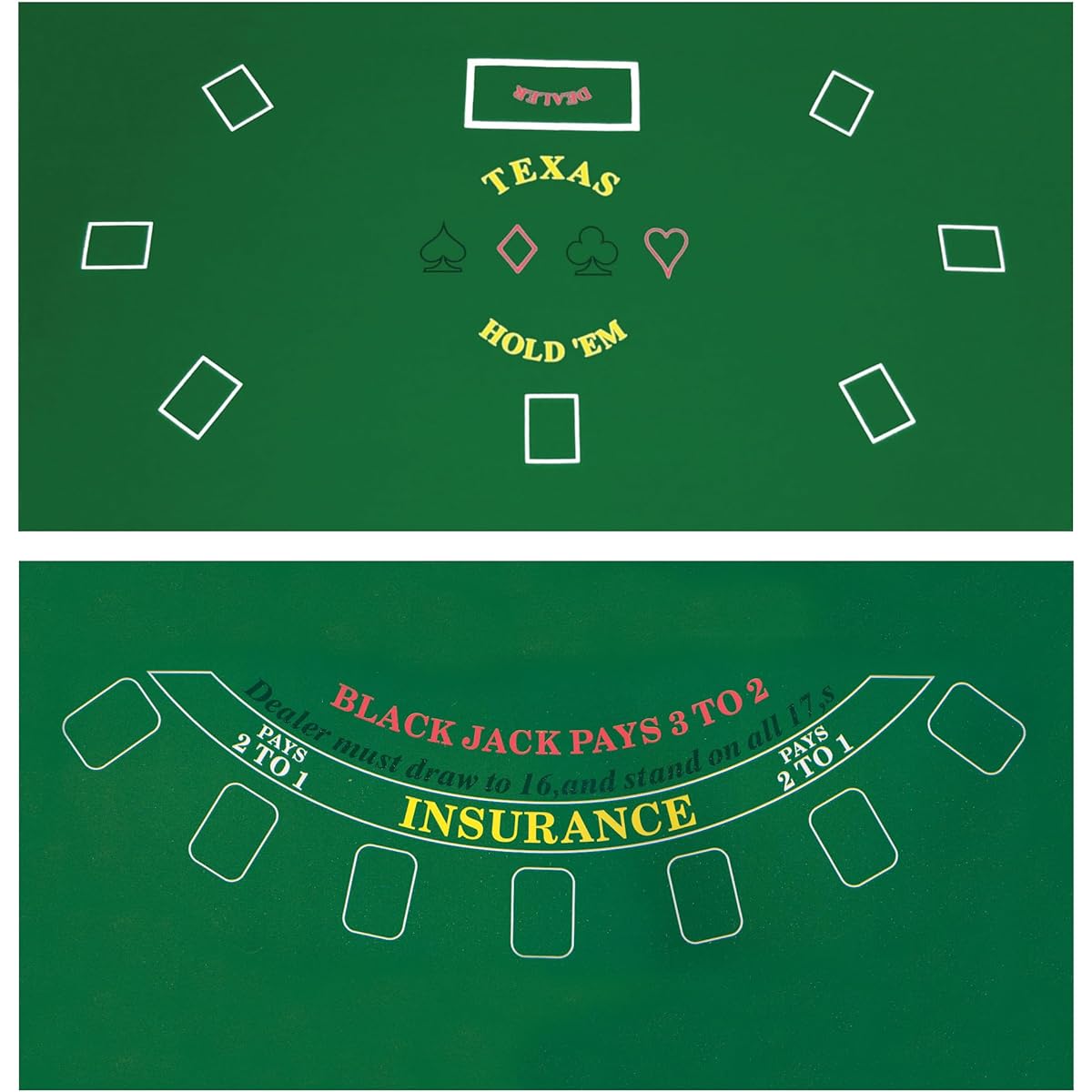 Da Vinci 2-Sided 90cm x 180cm Texas Holdem & Blackjack Casino Felt Layout