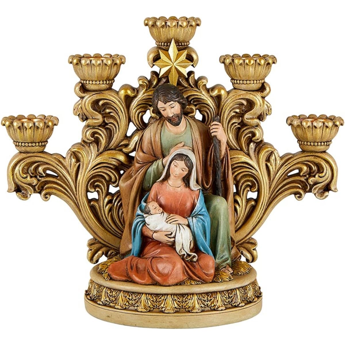 Nativity Star Coming Candle Holder Holy Family Christmas Decor 10.25"